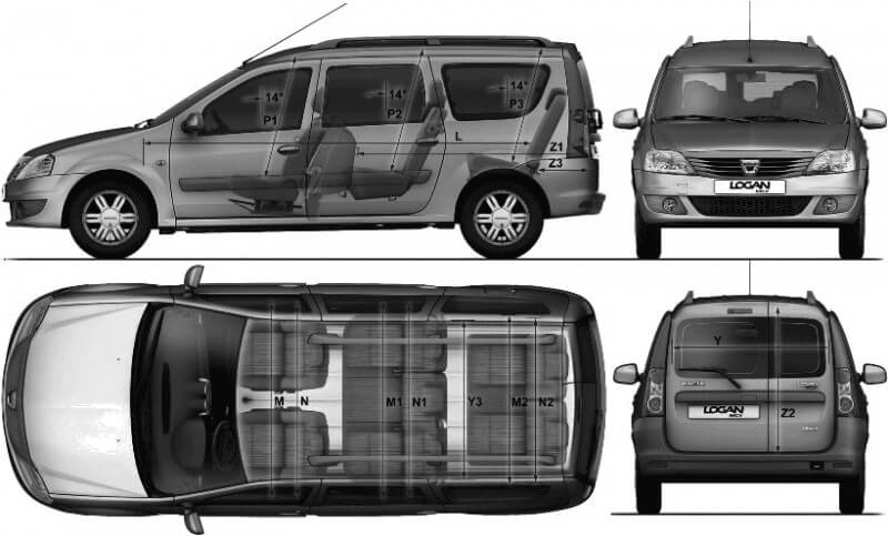 Чертеж Dacia Logan MCV 2014
