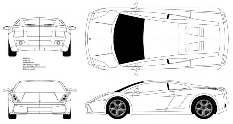 Чертеж ламборгини из бумаги