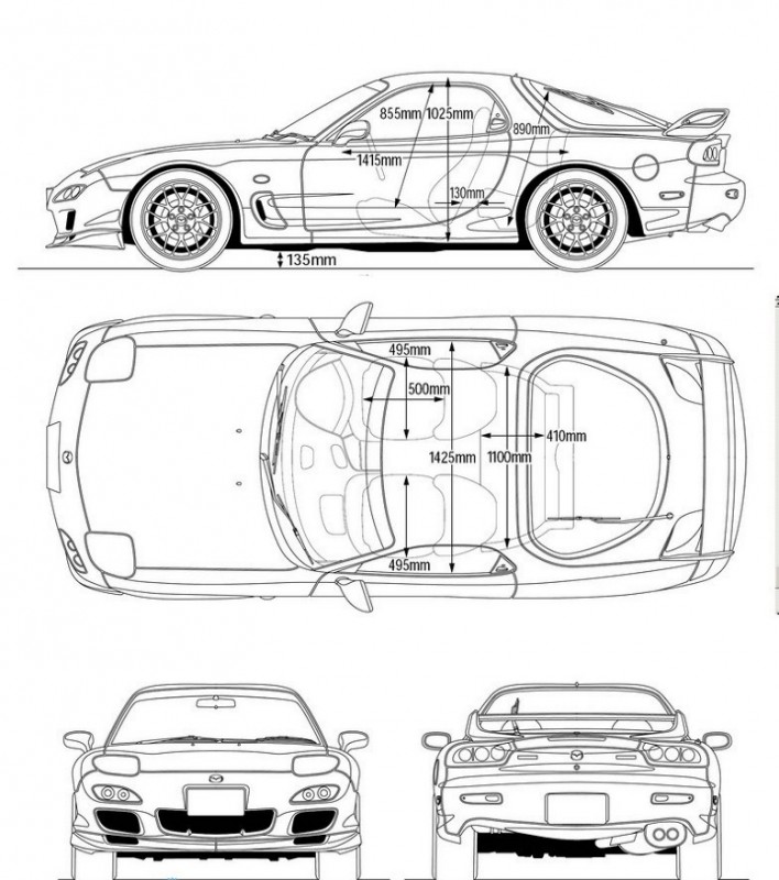 чертеж Mazda RX-7