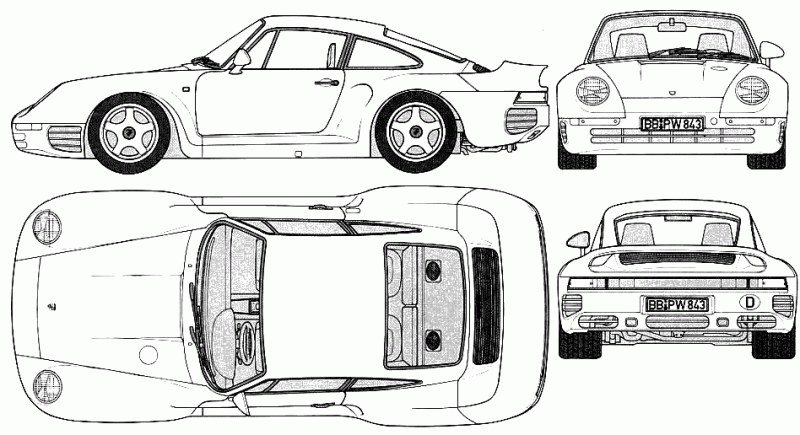 Porsche 959 чертеж