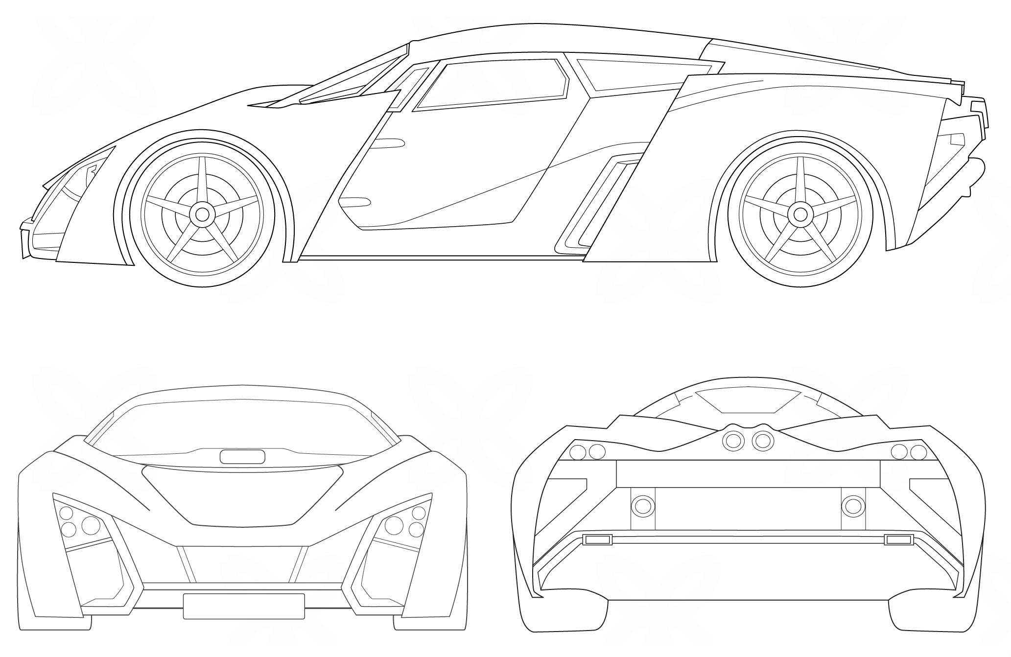 Lamborghini Egoista чертеж