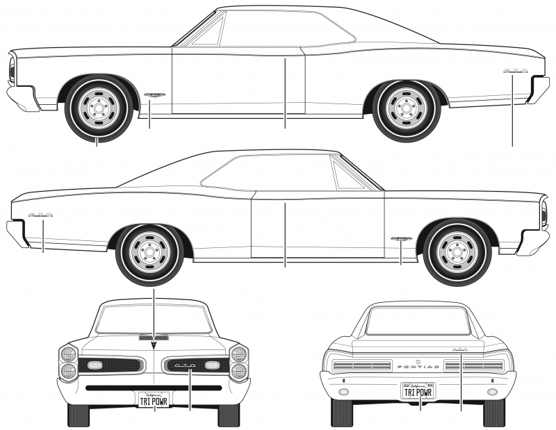 Pontiac GTO чертеж 1965 года