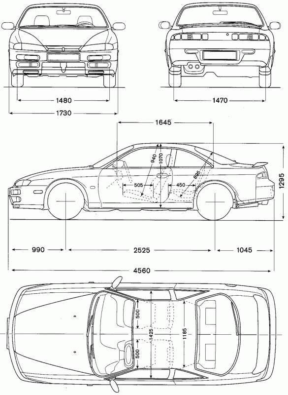 чертеж Nissan Silvia S14 200SX