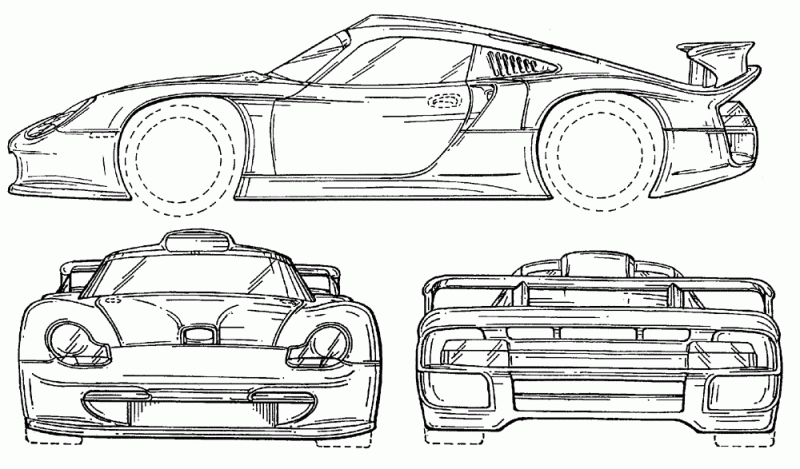 Porsche 911 GT1 чертеж